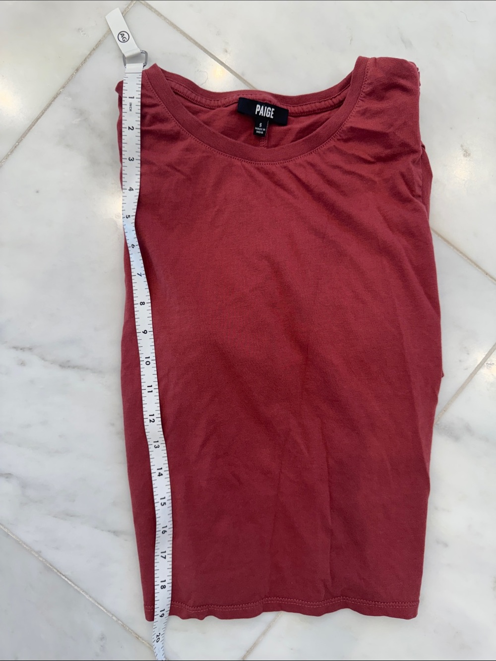 PAIGE Sigrid Tee Brick Red Short Puff Sleeve Tee - Picture 5 of 5